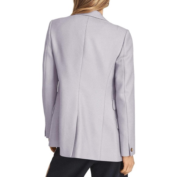 Double Breast Twill Textured Gray Blazer Work Business Office Jacket - Picture 5 of 7